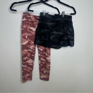 Athleta Girl Camo Lux Swing Skort & High Rise Capri Legging Large 12 Lot of 2